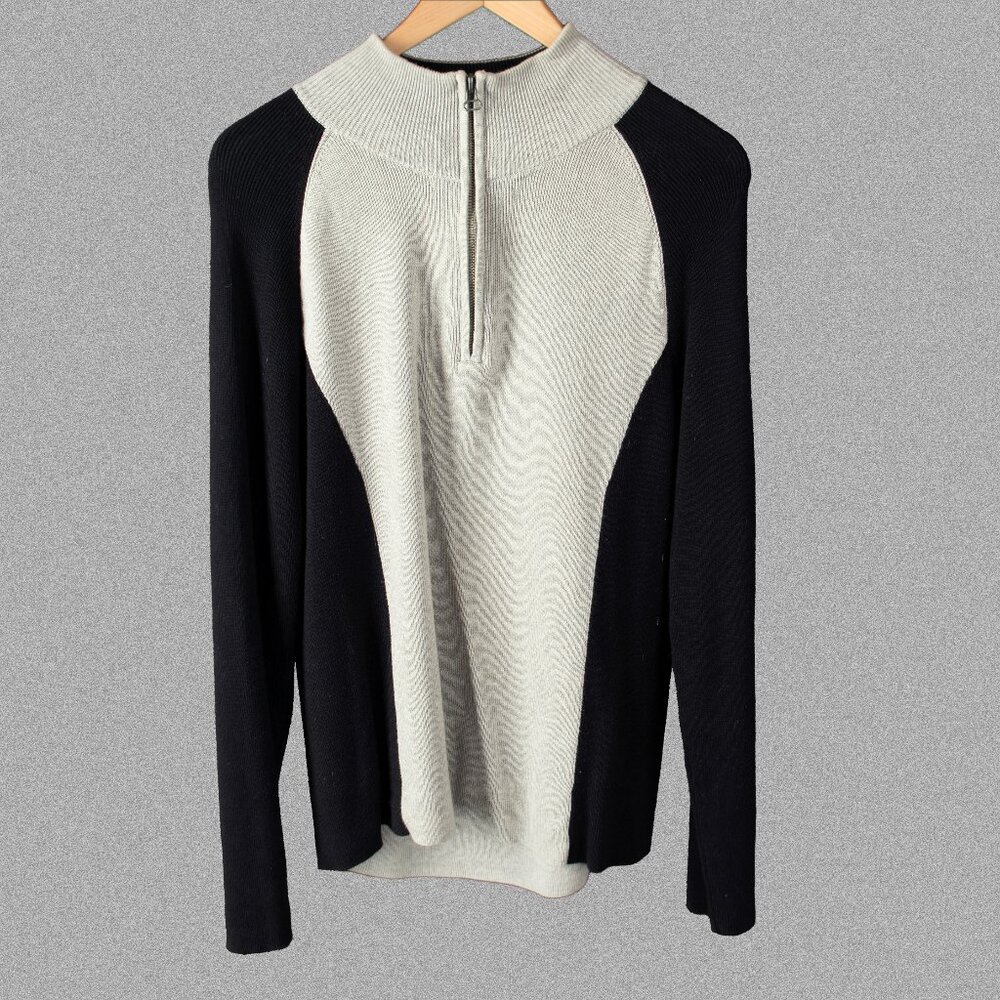 RALPH LAUREN Polo Sweater Zip Raglan Long Sleeve Gray and Black Cotton Large
